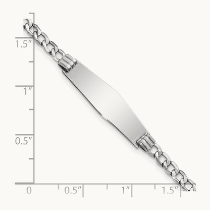 WG Semi-solid Soft Diamond Shape Cuban Link ID Bracelet, 14K
