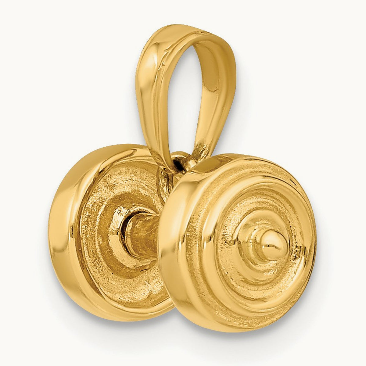 3-D Single Barbell Pendant, 14K