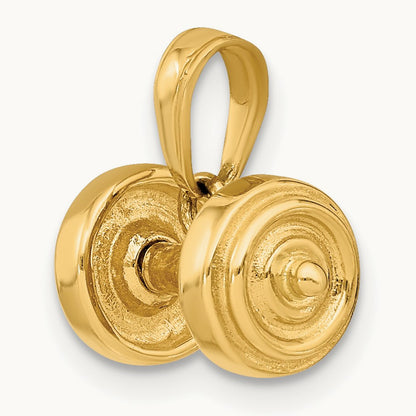 3-D Single Barbell Pendant, 14K