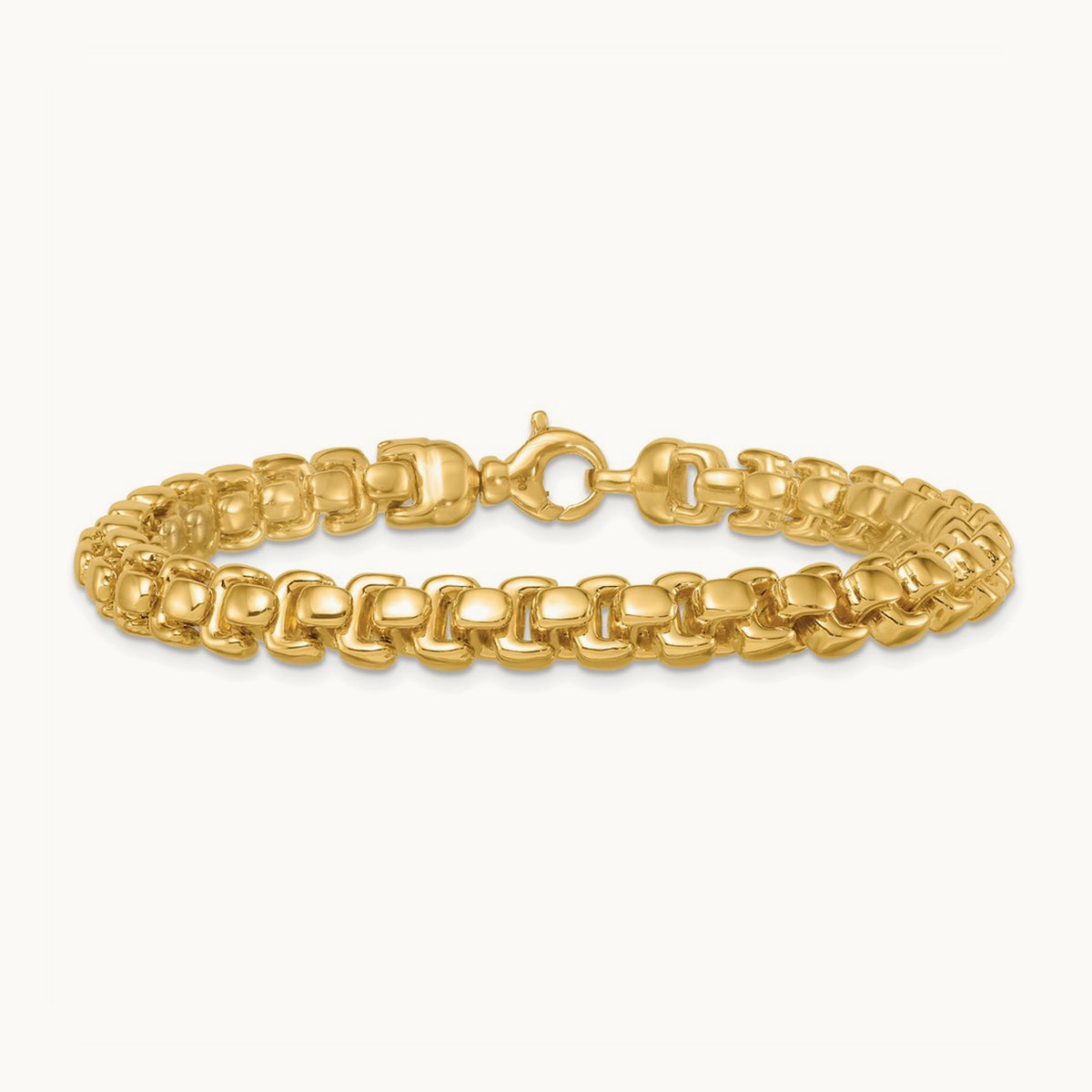 Polished Fancy Square Link Bracelet, 7.5mm, 14K