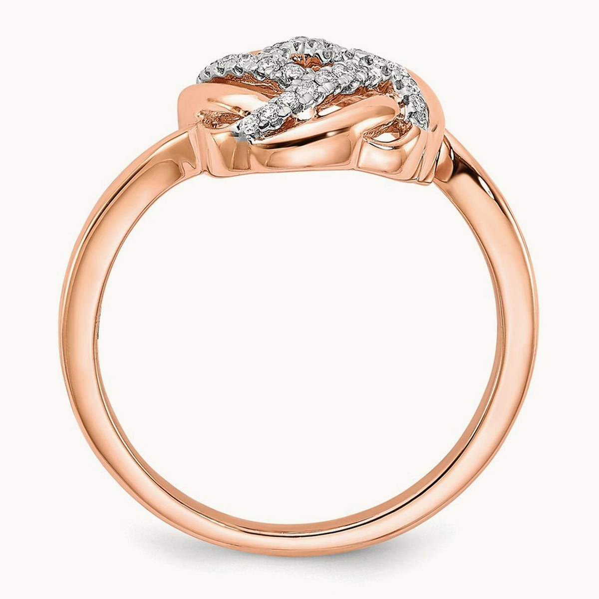 Polished Diamond Love Knot Ring, 14K Rose Gold