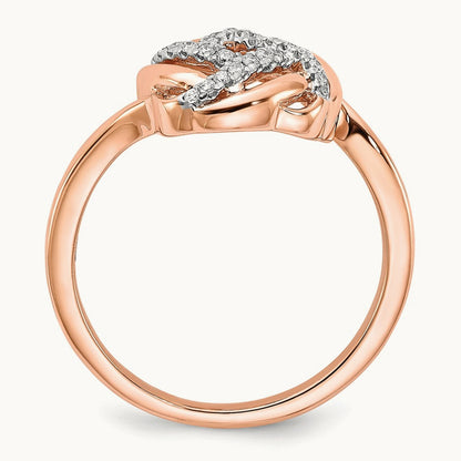 Polished Diamond Love Knot Ring, 14K Rose Gold