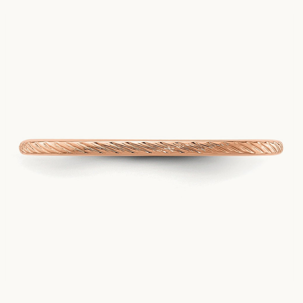 Twisted Wire Pattern Stackable Band — 14K Rose Gold