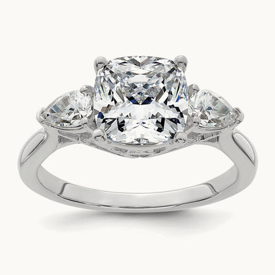 Semi-Mount Cushion & Pear 3 Stone Engagement Ring, 3.00 ct tw Lab-Grown Diamond