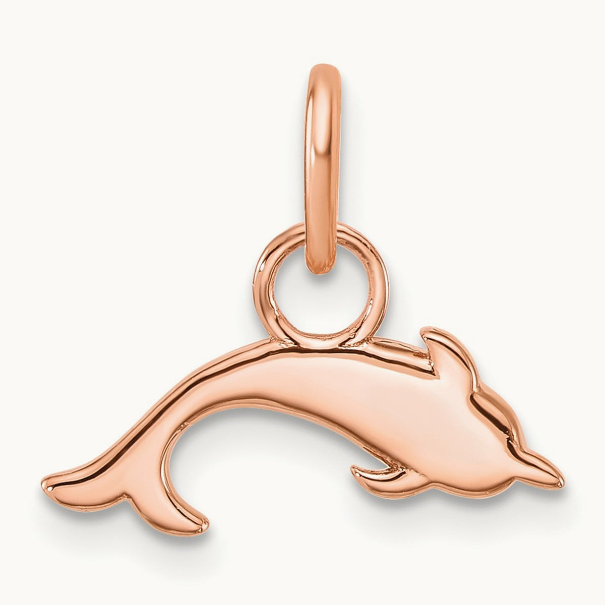 Polished Diamond Dolphin Charm, 14K Rose Gold