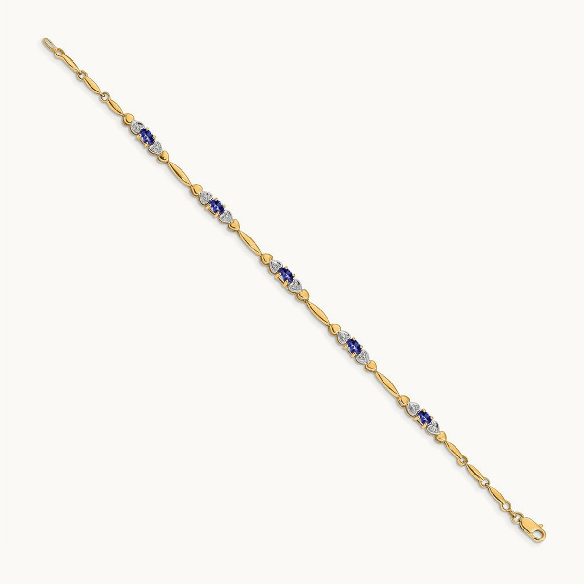Diamond and Tanzanite Bracelet — 14K Yellow Gold
