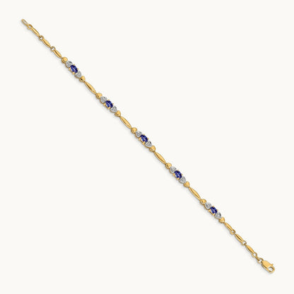 Diamond and Tanzanite Bracelet — 14K Yellow Gold