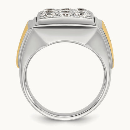 IBGoodman Men's Polished Diamond Square Cluster Ring, 14K Two-tone