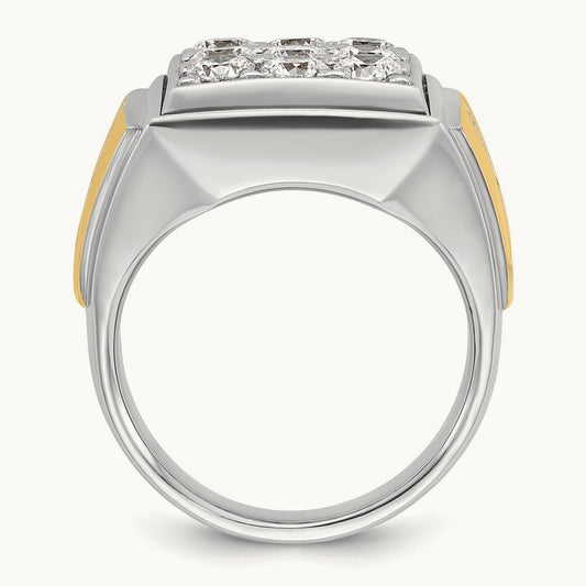 IBGoodman Men's Polished Diamond Square Cluster Ring, 14K Two-tone