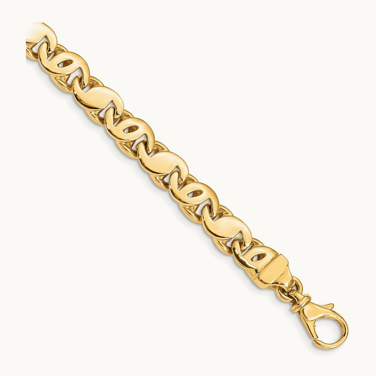 Hand Polished Fancy S-Link Bracelet, 7.3mm, 14K
