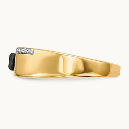 Onyx and Diamond Mens Ring, 14K