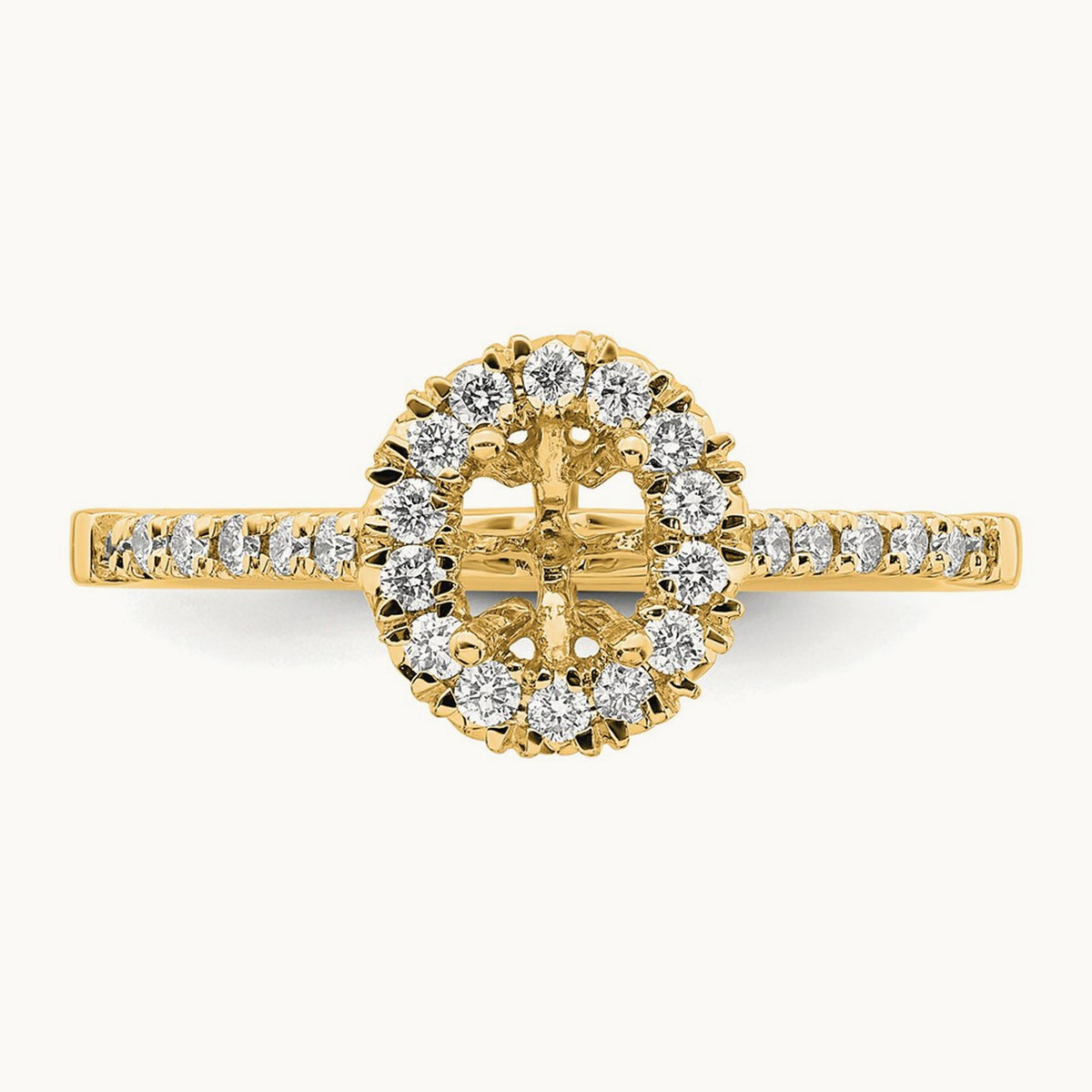 Oval Semi-Mount Halo Engagement Ring, 0.25-0.50 ct tw Lab-Grown Diamond — 14K Yellow Gold, 7