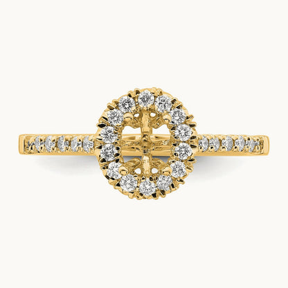 Oval Semi-Mount Halo Engagement Ring, 0.25-0.50 ct tw Lab-Grown Diamond — 14K Yellow Gold, 7
