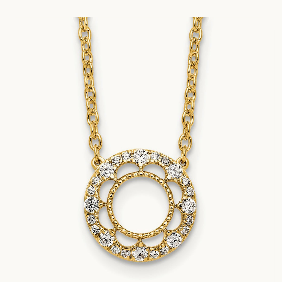 Fancy Circle Diamond 18in Necklace — 14K Yellow Gold, 0.24 ct