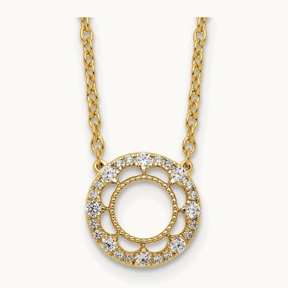 Fancy Circle Diamond 18in Necklace — 14K Yellow Gold, 0.24 ct