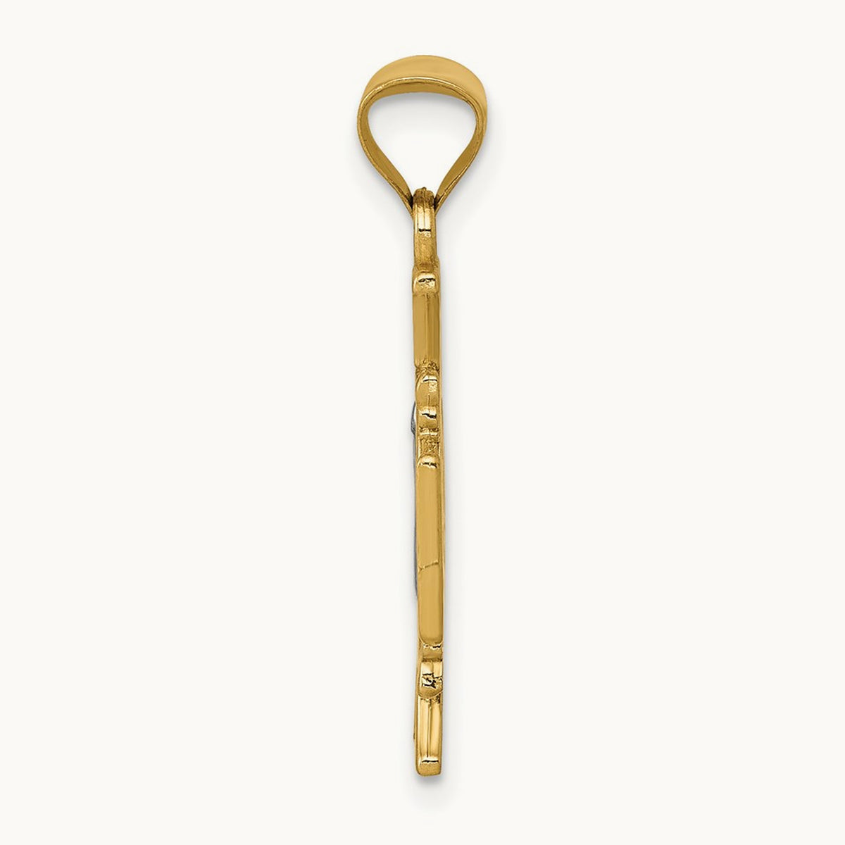 w/Rhodium St. Benedict Semi-solid Pendant, 14K