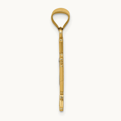 w/Rhodium St. Benedict Semi-solid Pendant, 14K