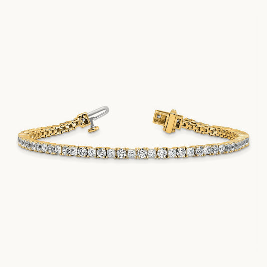 Princess/Round Tennis Bracelet, 5.00 ct tw Lab-Grown Diamond — 14K Yellow Gold