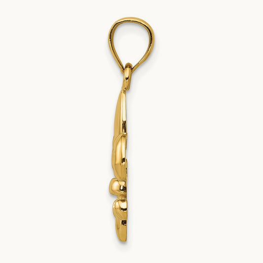 Polished Fleur de Lis Pendant, 14K