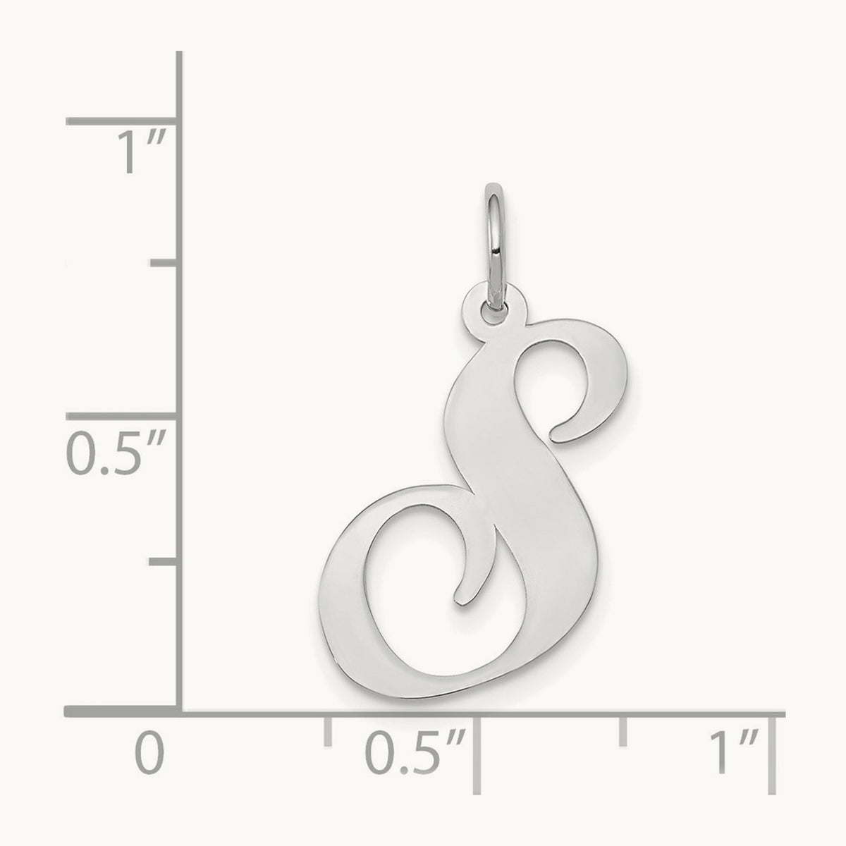 Large Fancy Script Initial Charm — 14K White Gold, S