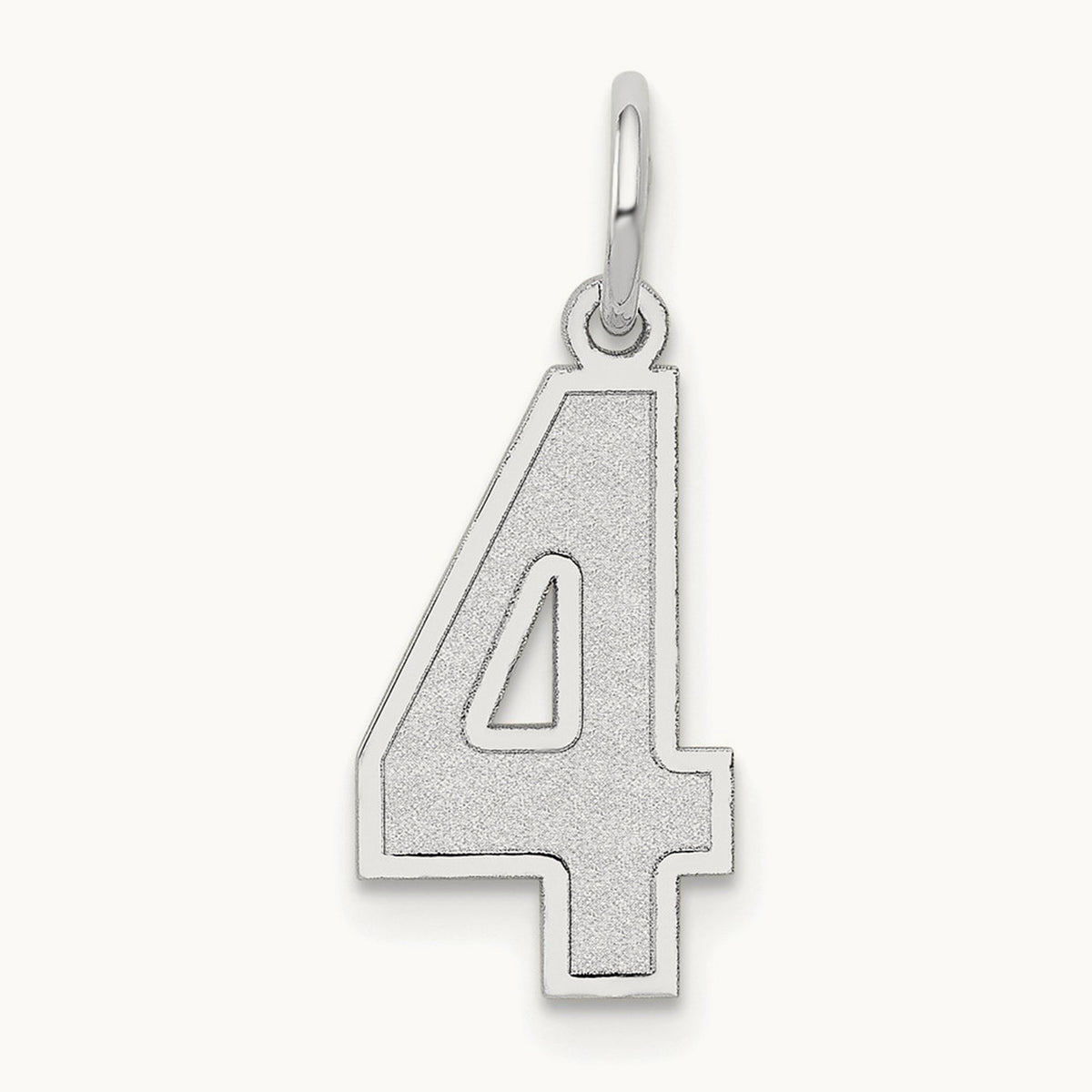 Medium Satin Number 4 Charm — 14K White Gold