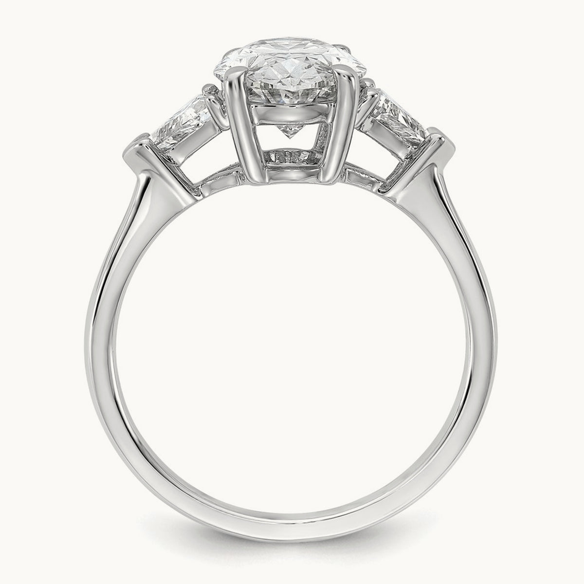 Oval & Trillion 3 Stone Engagement Ring, 1.50-4.00 ct tw Lab-Grown Diamond — 3 1/8 ct, 14K White Gold
