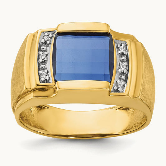 Men's Cr. Sapphire and Diamond Complete Ring — IBGoodman — photo set