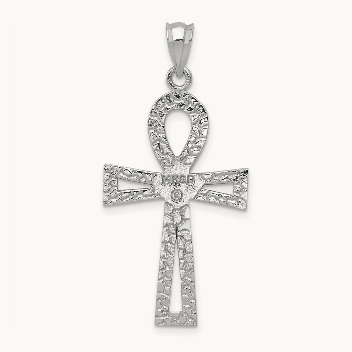 Ankh Cross Pendant — 14K White Gold, 39mm