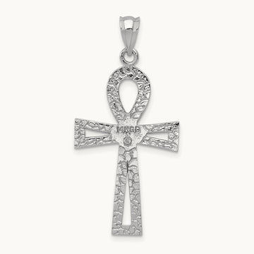 Ankh Cross Pendant — 14K White Gold, 39mm