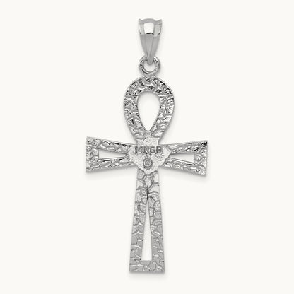 Ankh Cross Pendant — 14K White Gold, 39mm