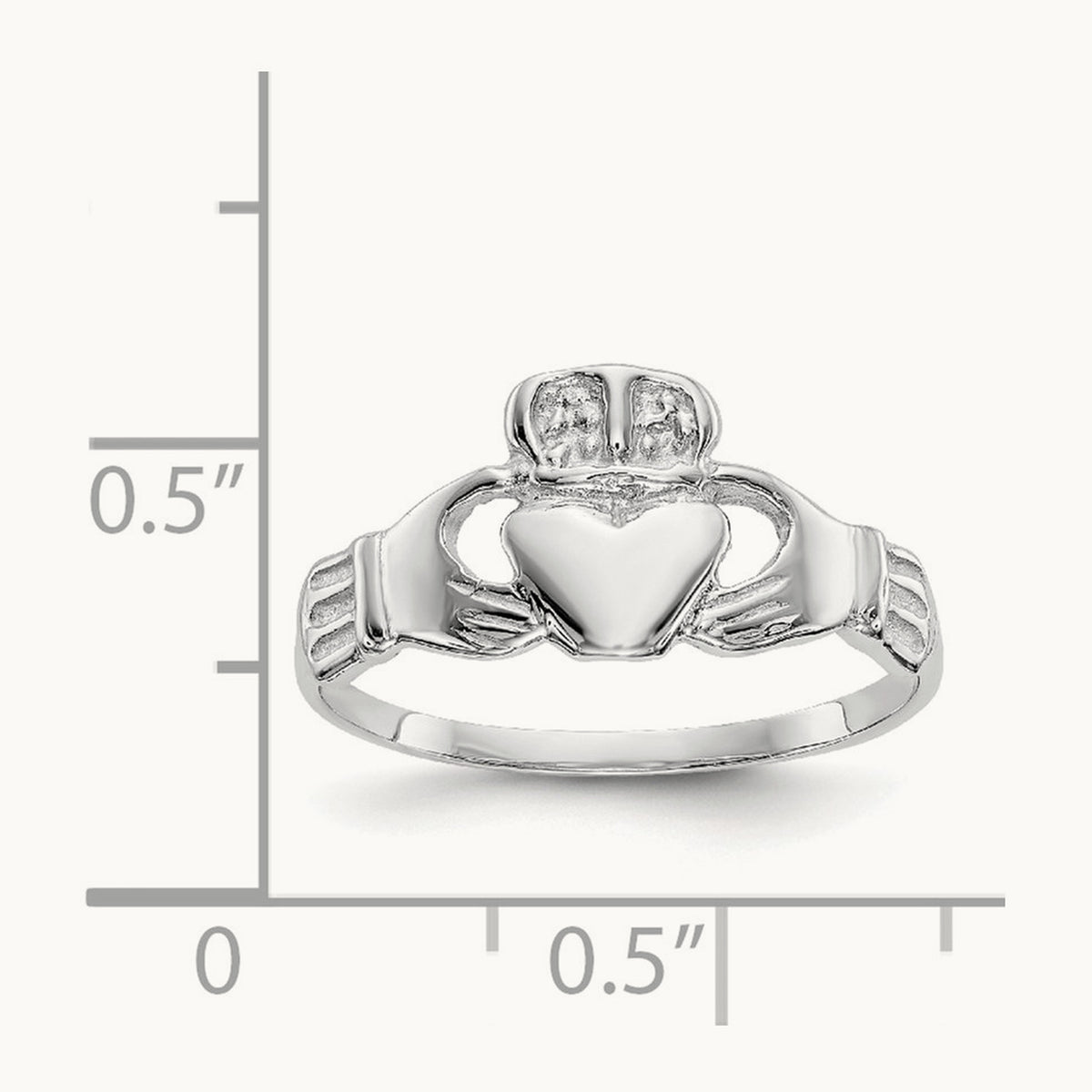 Polished Claddagh Ring, 14K White Gold