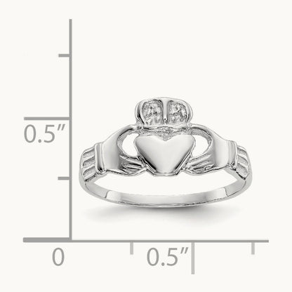 Polished Claddagh Ring, 14K White Gold