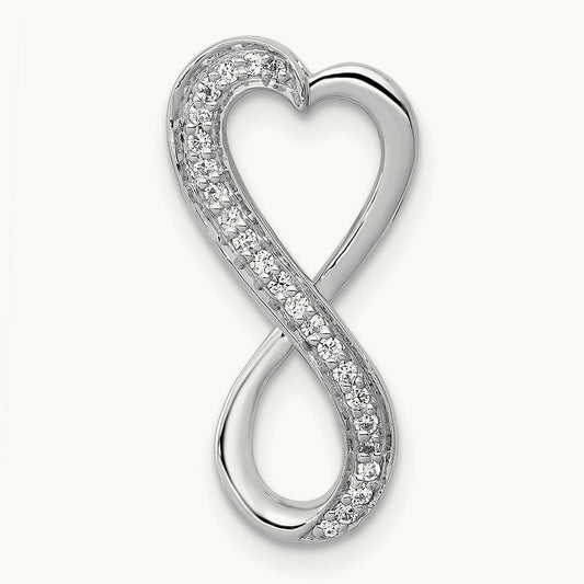 Diamond Freeform Heart Infinity Chain Slide, 14K White Gold