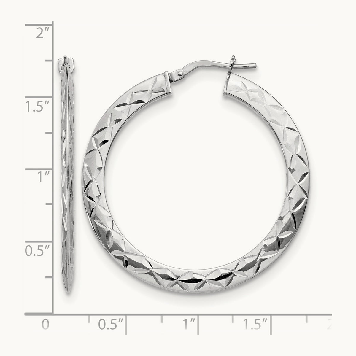RH- Polished & D/C Hoop Earrings — Leslie's — 39.5mm