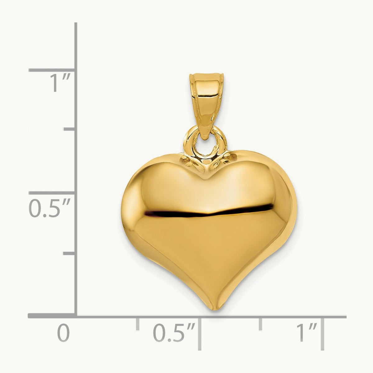 Polished 3-D Puffed Heart Pendant, 14K