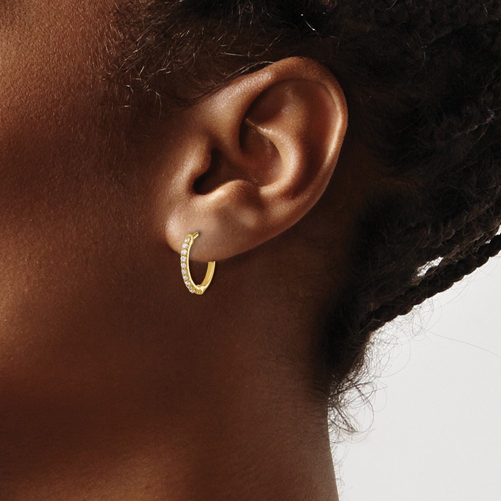 Diamond Hinged Hoop Earrings — 14K Yellow Gold