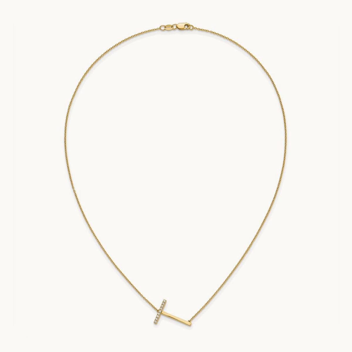 Sideways Diamond Necklace — 14K Yellow Gold, T