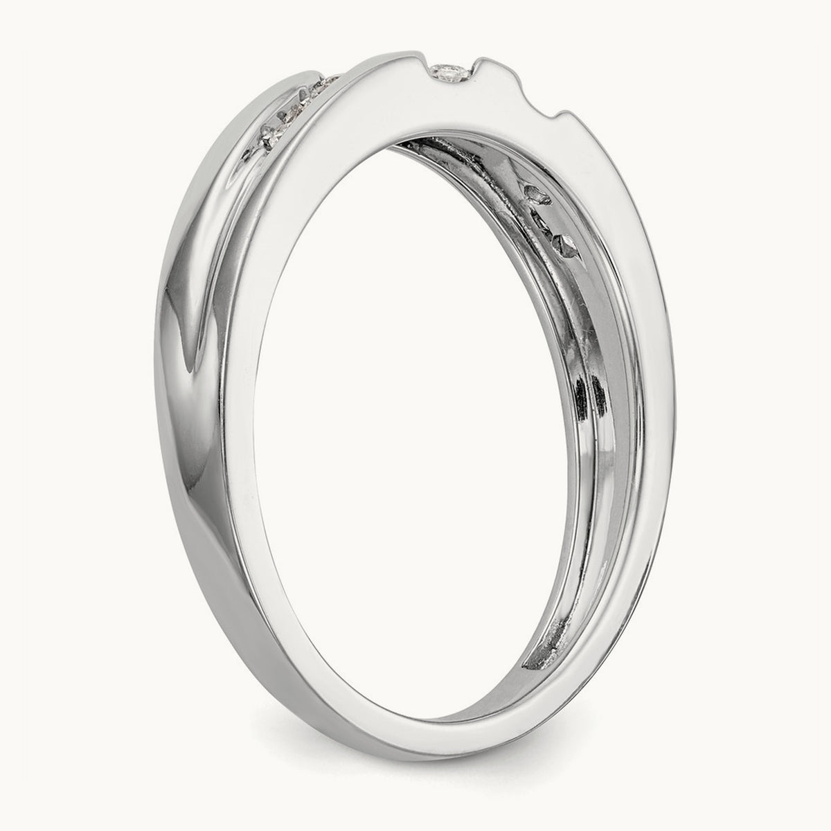 Complete Diamond Trio Men's Wedding Band, 14K White Gold