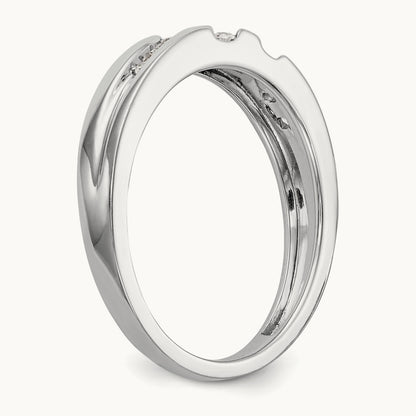 Complete Diamond Trio Men's Wedding Band, 14K White Gold