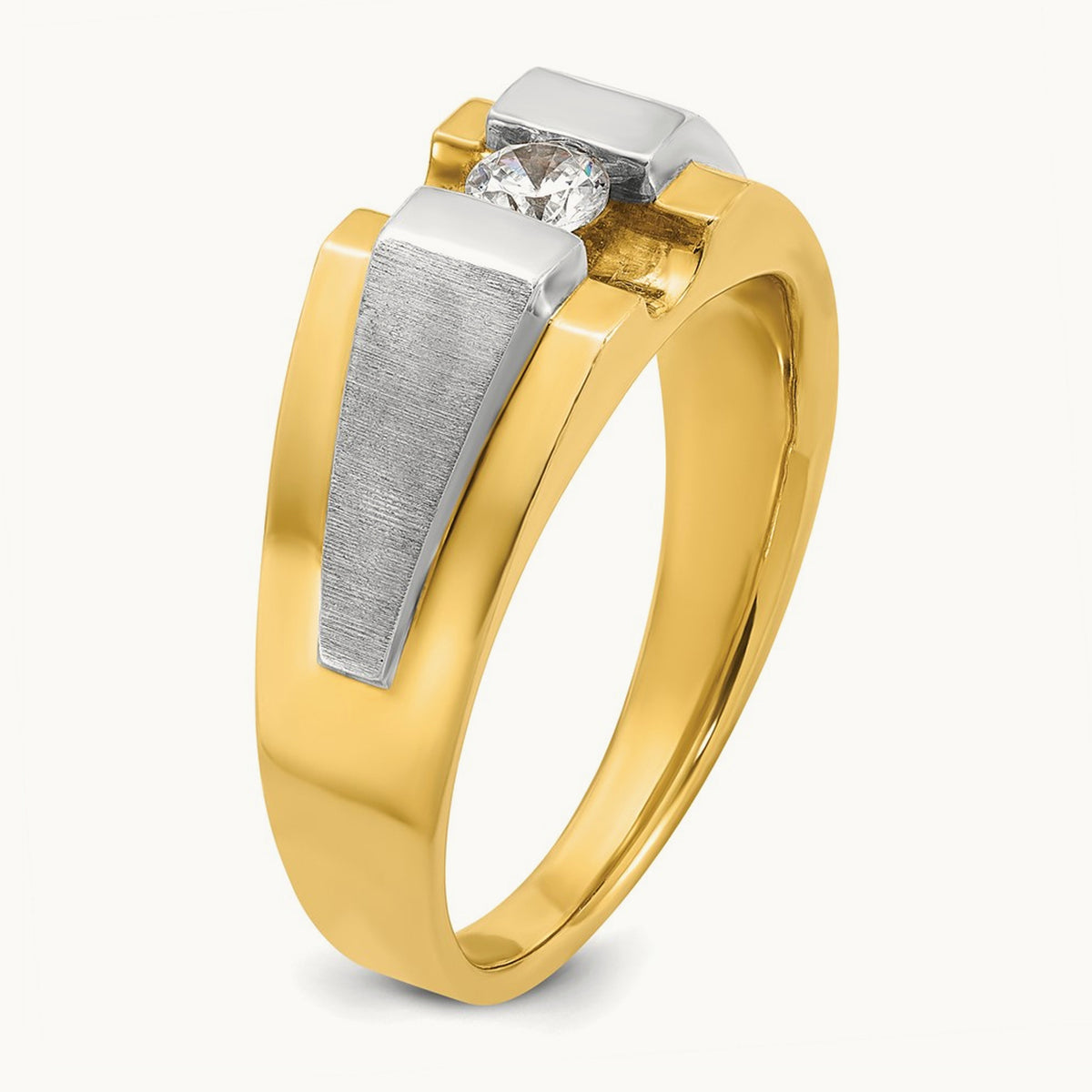 IBGoodman Men's Polished and Satin Diamond Complete Ring, 14K Two-tone
