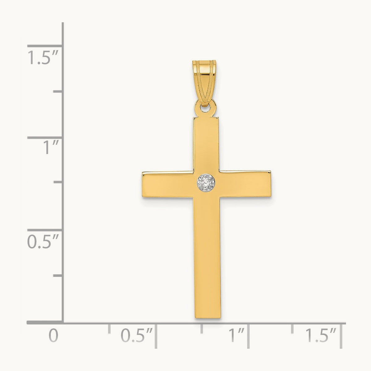 Polished .02ct. Diamond Cross Pendant, 14K