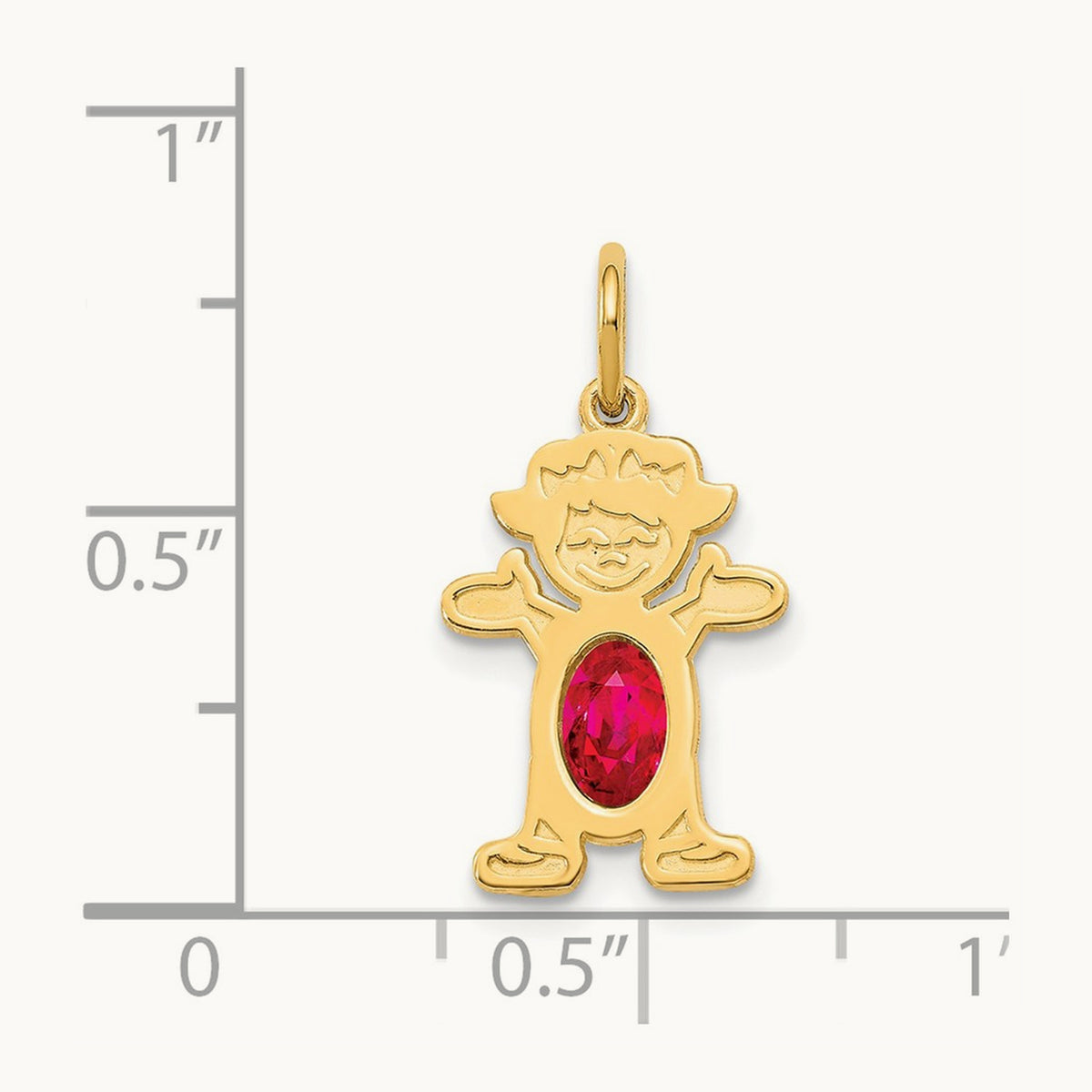 Girl 6x4 Oval Genuine Ruby-July — 14K Yellow Gold