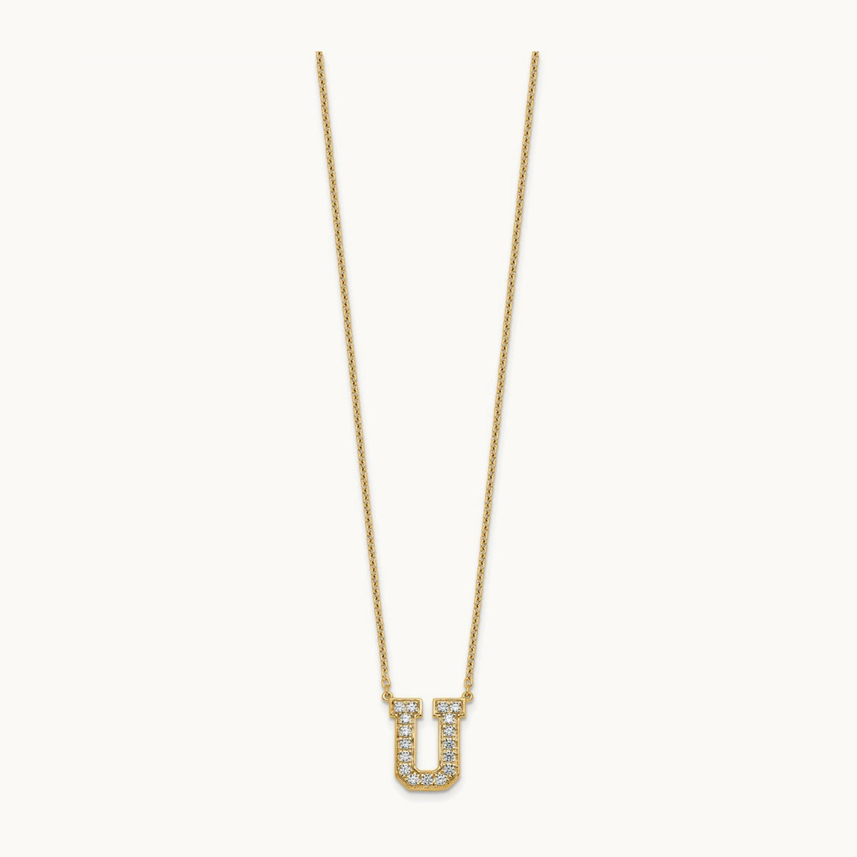 Initial Necklace — 14K Yellow Gold, U, 3/8 ct