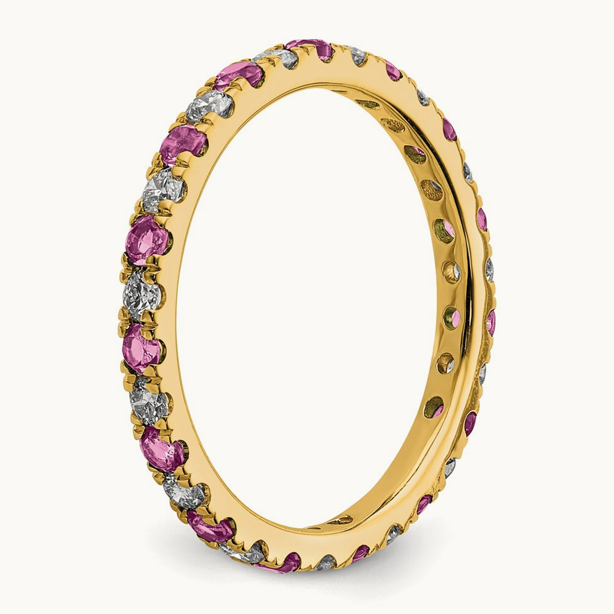 Created Pink Sapphire Eternity Band — 14K Yellow Gold, 2.25 mm