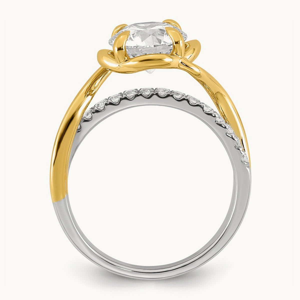 14ktt Certified Round Center Lab Grown Diamond VS+ F+ Ring
