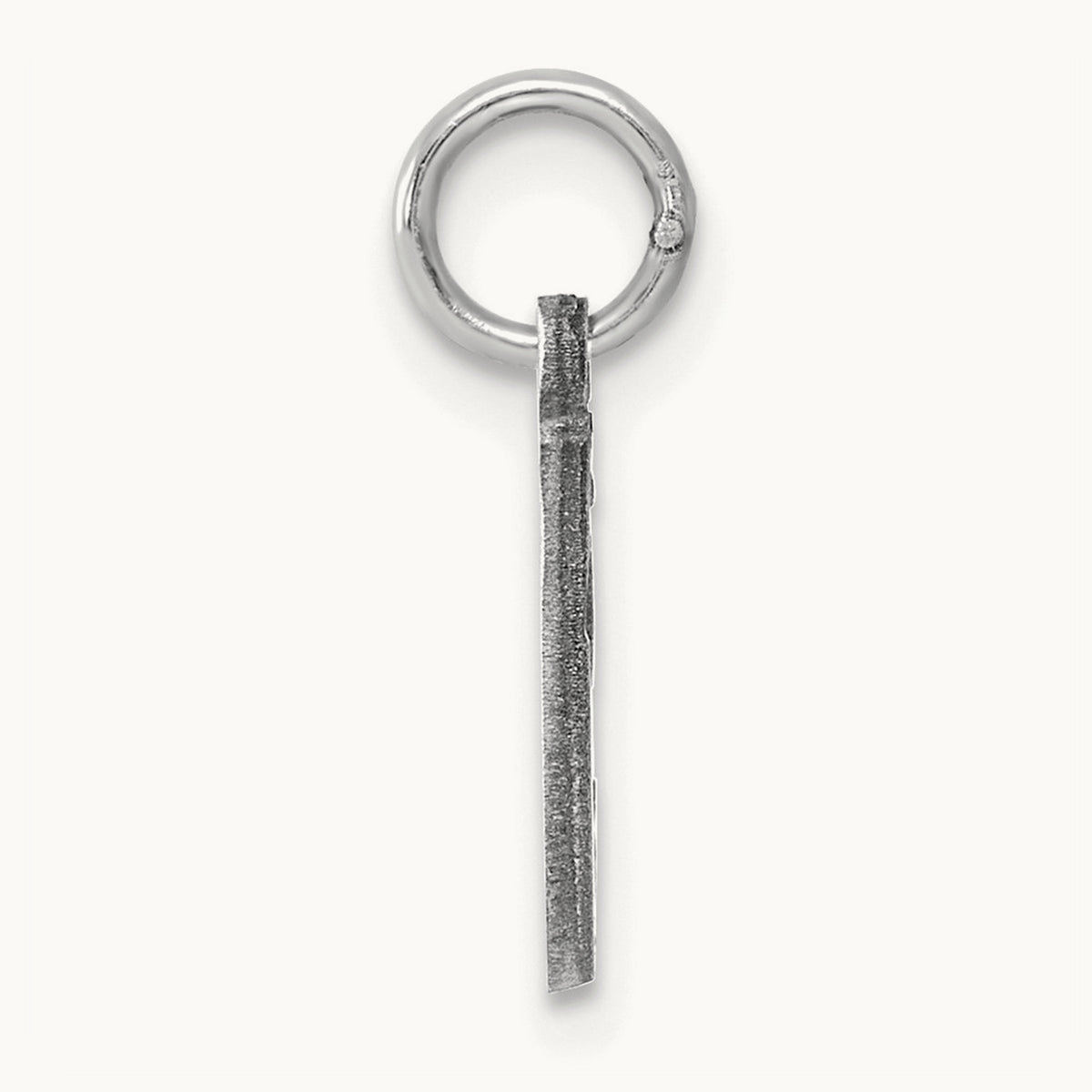 Diamond-cut Initial Charm — 14K White Gold, C