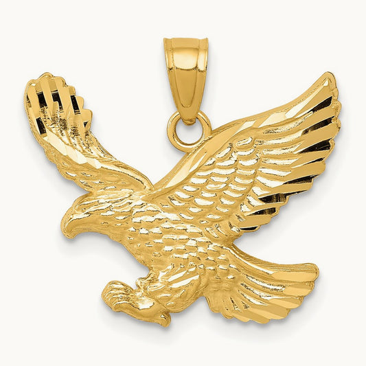 Diamond-cut Eagle Pendant, 14K