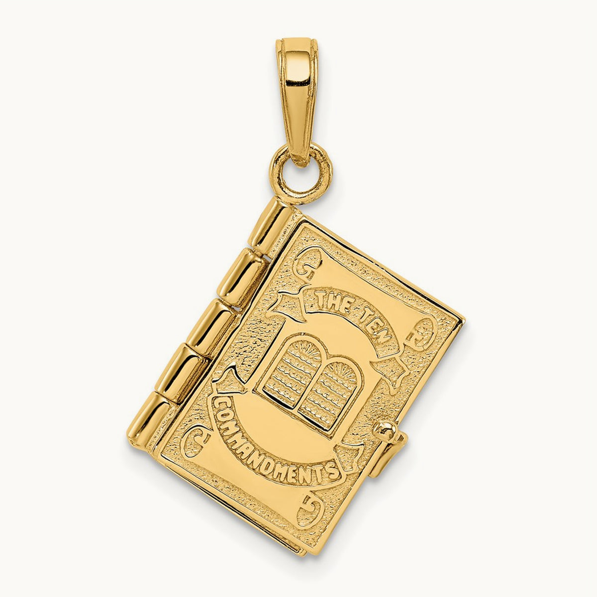 3D Ten Commandments Bible Pendant, 14K