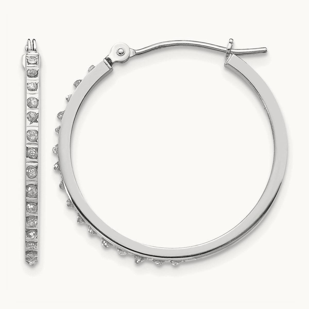 WG Diamond Fascination Dia. Dust/Accent Hoop Earrings, 14K