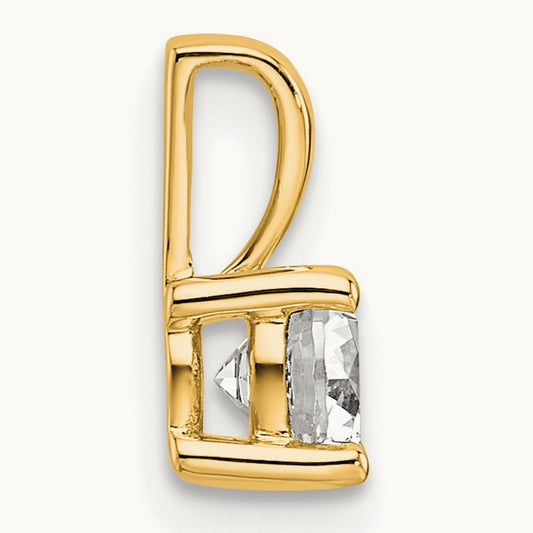 Round Four-Prong Pendant, 1/2-5 ct Lab-Grown Diamond — 14K Yellow Gold